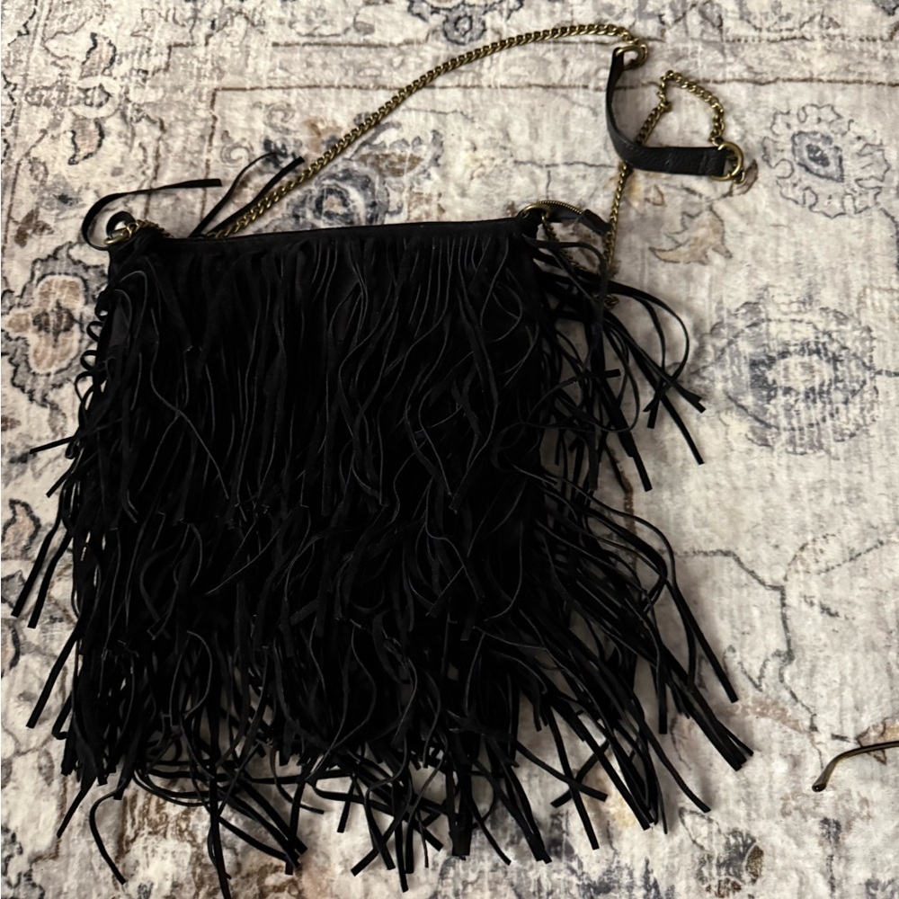 Kohls Fringe Black Shoulder Bag - Picture 2 of 2